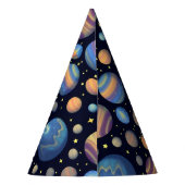 カラフルな惑星と宇宙の星々 パーティーハット (裏面)