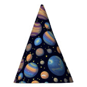カラフルな惑星と宇宙の星々 パーティーハット (右)