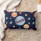 カラフルな惑星と星の芸術的な描写 ランバークッション (ブランケット)