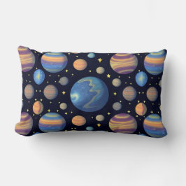 カラフルな惑星と星 キッズベッドルームデコレーション ランバークッション