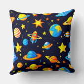 カラフルな惑星付きスペーステーマ クッション (裏面)