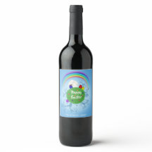 カラフルな惑星 白ウサギ イースターおめでとう