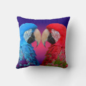 カラフルな愛鳥、コンゴウインコまたはオウム クッション (裏面)