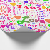 カラフルな愛、愛、愛、愛、愛、愛、愛 ラッピングペーパー (角)