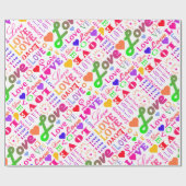 カラフルな愛、愛、愛、愛、愛、愛、愛 ラッピングペーパー (フラット)