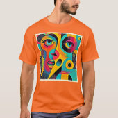 カラフルな感情: 抽象的な顔 Tシャツ (正面)