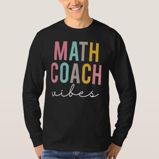 カラフルな感謝の日、数学コーチの気分でバックトゥ Tシャツ (正面)