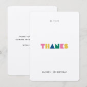 カラフルな感謝の気持ちを伝える子供の誕生日パーティーお礼カード サンキューカード (正面/裏面)