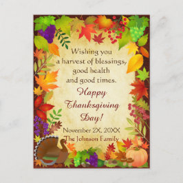 カラフルな感謝祭の収穫 ポストカード
