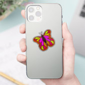 カラフルな手描きのオレンジ色の蝶 シール (スマートフォン)