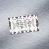 カラフルな手描きのパターン羽 マグネット名刺 (インサイチュ)