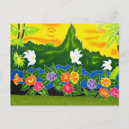 カラフルな手描きのラップ。モーレア島、フランス ポストカード (正面)