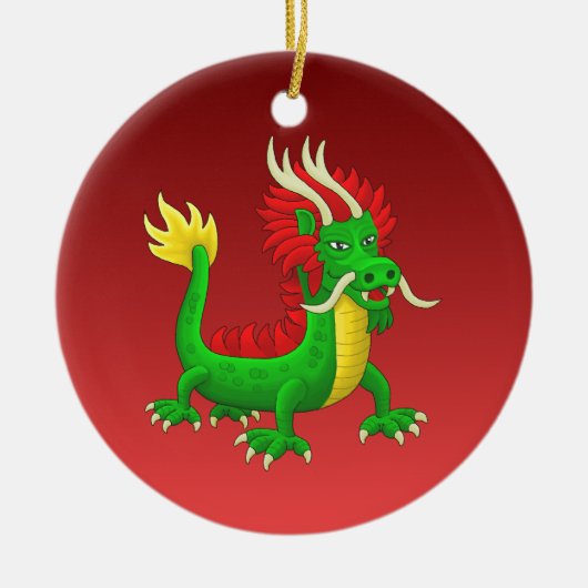 カラフルな手描きの中国の龍 セラミックオーナメント (正面)