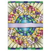 カラフルな手描きの宝石のステンドグラスの花 クリップボード (裏面)