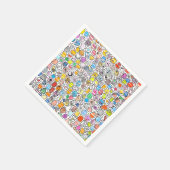 カラフルな手描きの幻想的なパターン スタンダードカクテルナプキン (角)