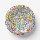 カラフルな手描きの幻想的なパターン ペーパーボウル (正面)