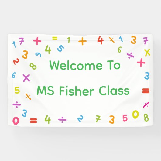 カラフルな手描きの数字 学校のようこそ 横断幕 (横)