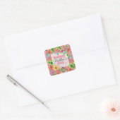 カラフルな手描きの花で彩る母の日 スクエアシール (封筒)