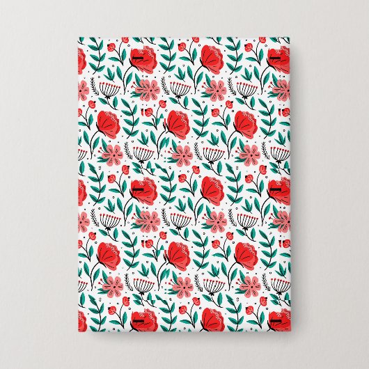 カラフルな手描きの花柄 缶バッジ (正面)