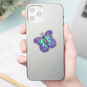 カラフルな手描きの蝶々 パープル シール (スマートフォン)