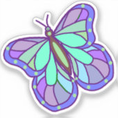 カラフルな手描きの蝶々 パープル シール (正面)