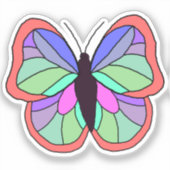 カラフルな手描きの蝶サンゴ シール (正面)