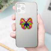 カラフルな手描きの蝶 オレンジとグリーン シール (スマートフォン)