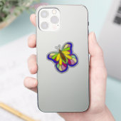 カラフルな手描きの青い蝶 シール (スマートフォン)