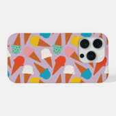 カラフルな手描きアイスクリームコーンパターン iPhoneケース (裏面横)