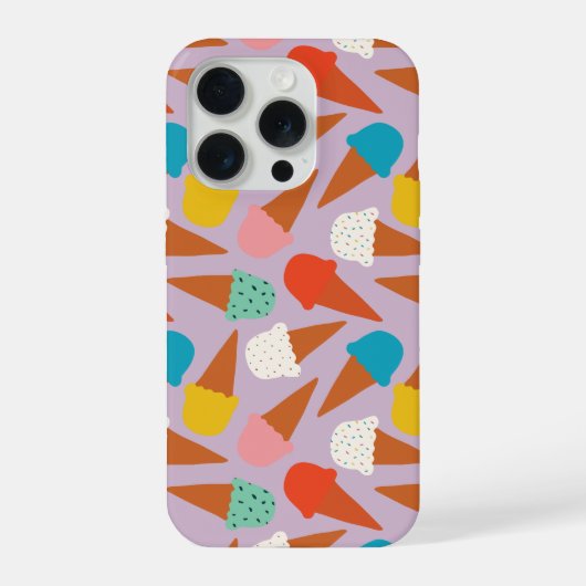 カラフルな手描きアイスクリームコーンパターン iPhoneケース (裏面)
