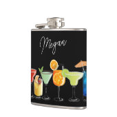 カラフルな手描きカクテルがオリジナル名と一緒 フラスク (左)