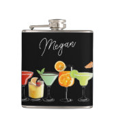 カラフルな手描きカクテルがオリジナル名と一緒 フラスク (正面)