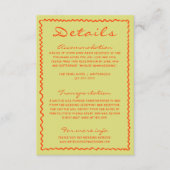 カラフルな手書きのピンストライプ ウェディング詳細 エンクロージャーカード (正面)