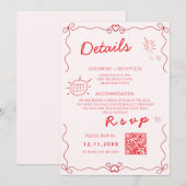 カラフルな手書きの結婚式のテンプレート 招待状 (正面/裏面)