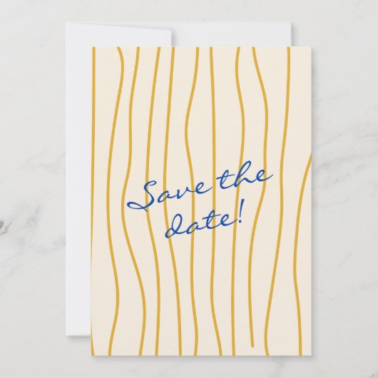 カラフルな手書きレトロピンストライプ イタリア ウェディング セーブザデート (正面)