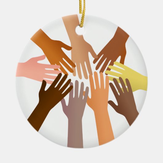 カラフルな手 セラミックオーナメント (正面)