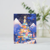 カラフルな抽象クリスマスツリー ポストカード (スタンド正面)