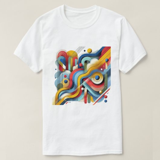 カラフルな抽象グラフィック 白 Tシャツ (デザイン正面)