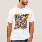 カラフルな抽象グラフィック 白 Tシャツ (正面)