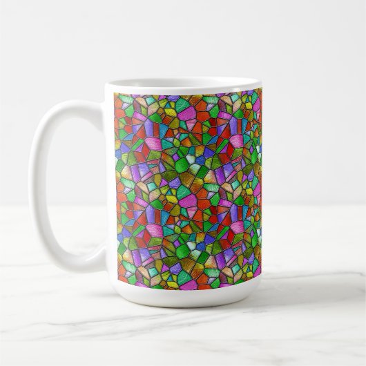 カラフルな抽象ステンドグラス コーヒーマグカップ (左)
