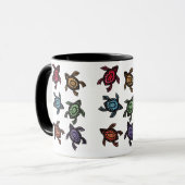 カラフルな抽象タートルのコーヒーマグ マグカップ (正面左)