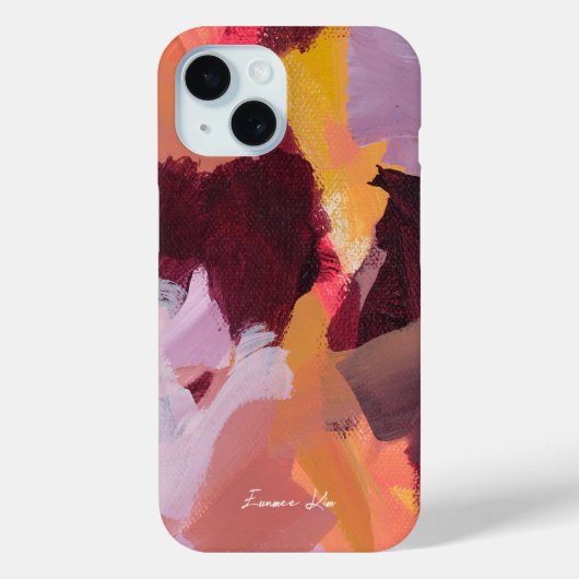 カラフルな抽象フラワーアートとお名前デザイン Case-Mate iPhoneケース (裏面)