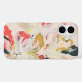 カラフルな抽象フラワーアートとお名前デザイン Case-Mate iPhoneケース (裏面 (横))