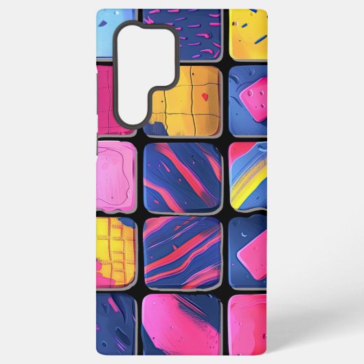 カラフルな抽象ブロックパターン SAMSUNG GALAXYケース (裏面)