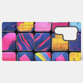 カラフルな抽象ブロックパターン SAMSUNG GALAXYケース (裏面横)