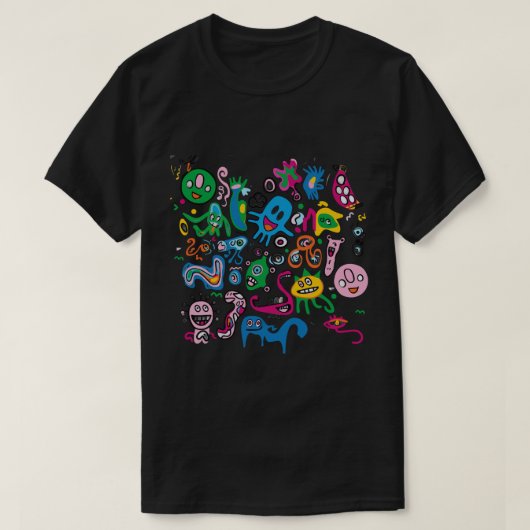 カラフルな抽象モンスター Tシャツ (デザイン正面)