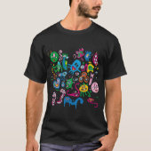 カラフルな抽象モンスター Tシャツ (正面)