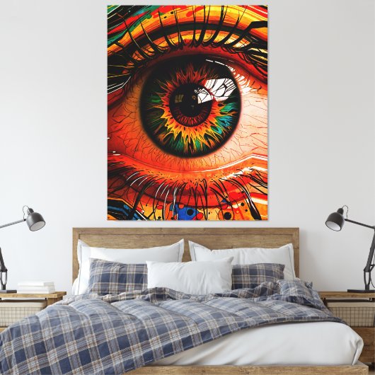 カラフルな抽象リアリズムの眼 – Color Explosion Eye キャンバスプリント (インサイチュ (寝室))