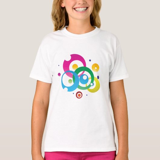 カラフルな抽象円グラフィック Tシャツ (正面)