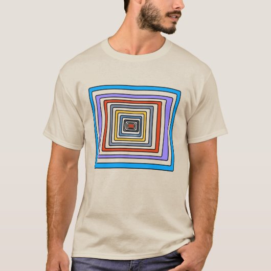 カラフルな抽象幾何学スクエアパターンのTシャツ Tシャツ (正面)